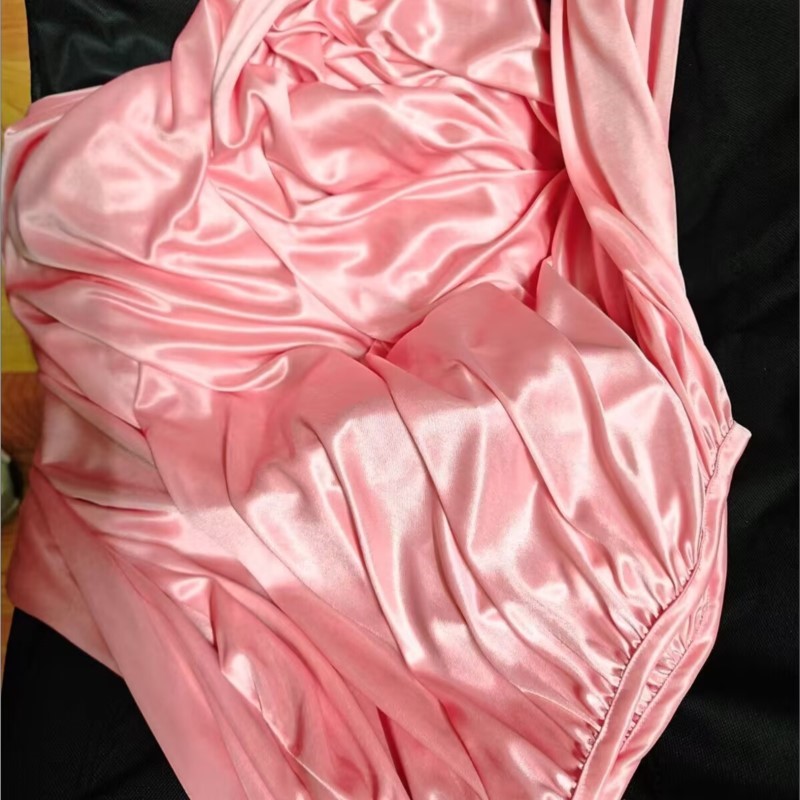 Robe Silk Women - روب نوم حريري لامع مع حزام،
