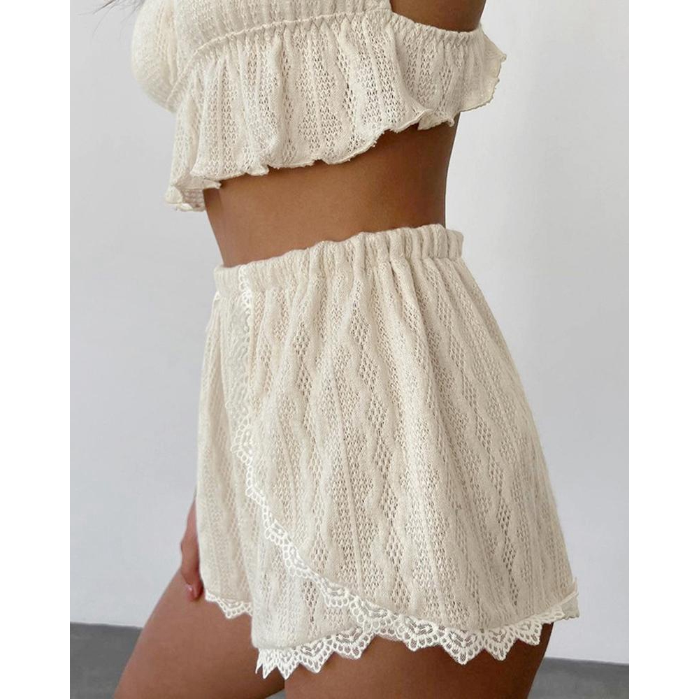 الدانتيل تقليم كشكش هيم كابل م - مراجعة Cami Top Lace وسعره